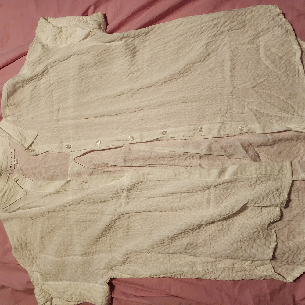 Jane and Delancey White Blouse Relaxed Fit Textured